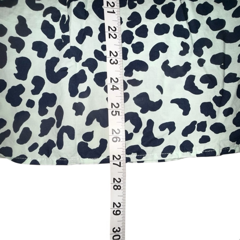 TALBOTS CLASSIC COTTON SHIRT - GRAPHIC CHEETAH Women’s Large - Mint Green/Navy - Picture 6 of 15